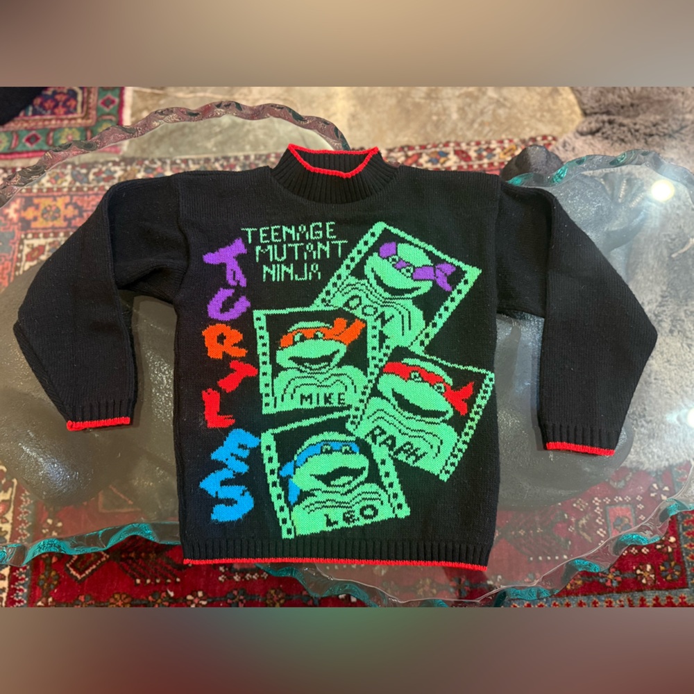 RARE - 90s Vintage Teenage Mutant Ninja Turtles - Knit Sweater - Unisex - Picture 4 of 16